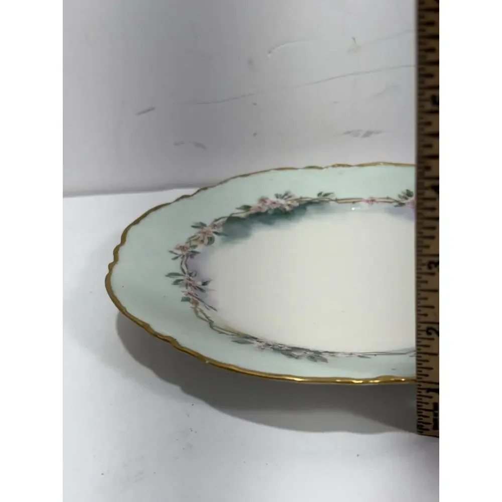 Antique France‎ Dinner Plate H & Co Limoges Hand Painted Blue Floral Good Edges